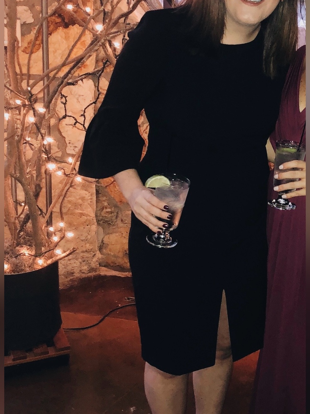 Elegant Black Midi Dress with Ruffle Sleeves